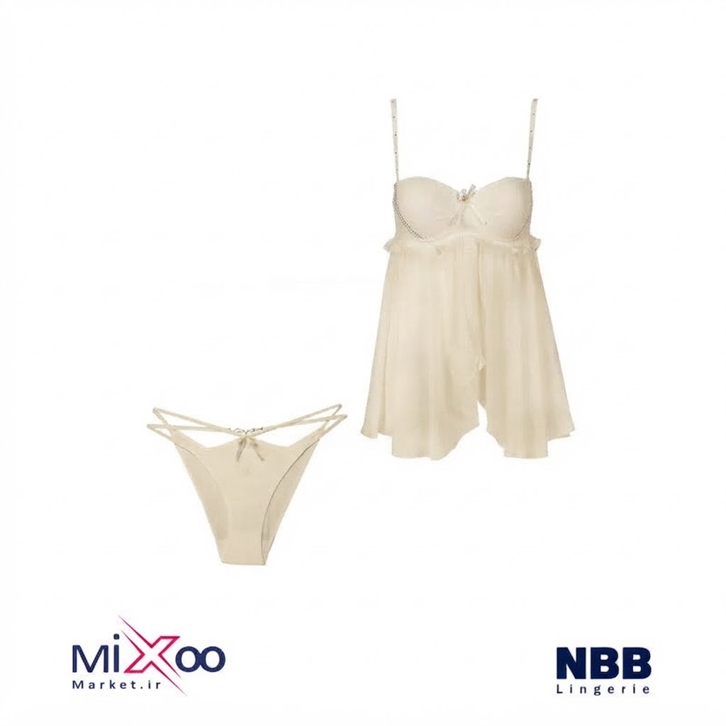 ست لباس خواب زنانه سوتیندار و شورت تانگا ان بی بی (NBB) | مدل 3957